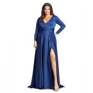 Mac‎ Duggal Classic Satin Long Sleeve Gown-NWT
